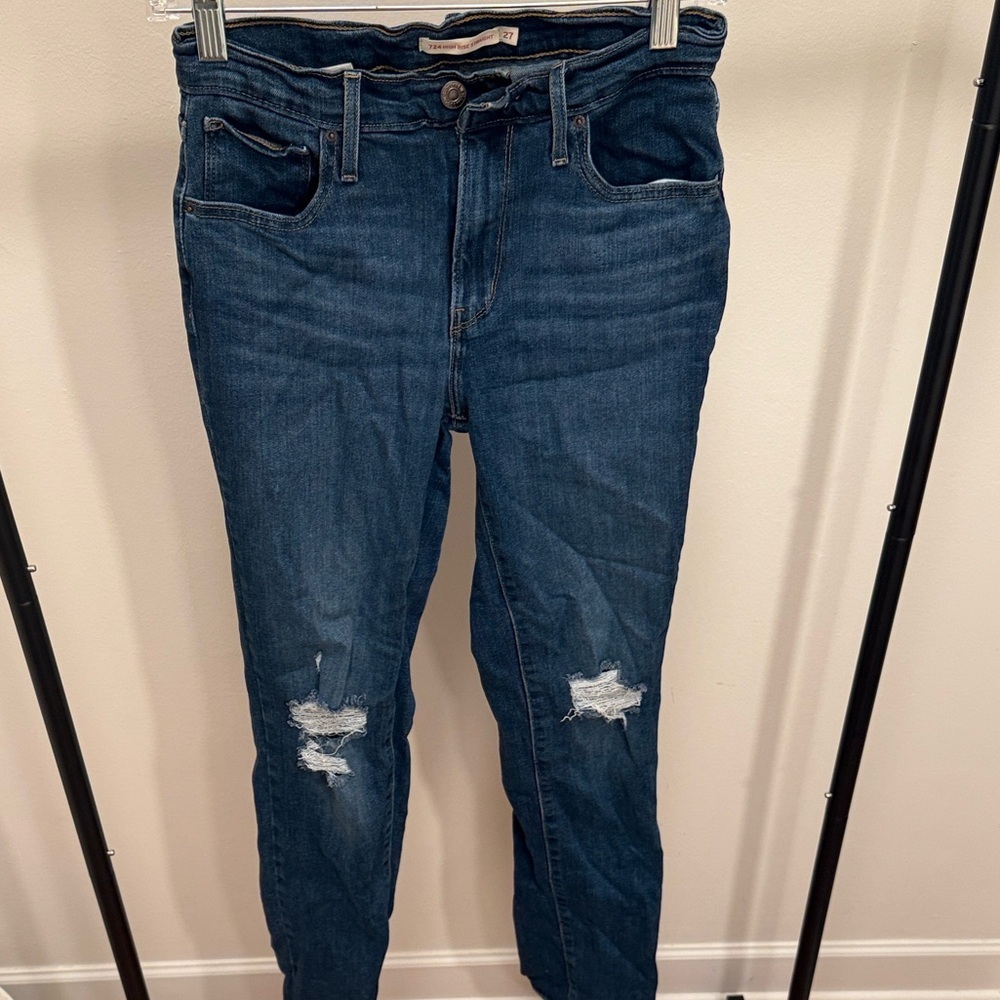 Levi's Jeans Women's Size 5 Blue Skinny Low Rise Vintage Y2K Distressed